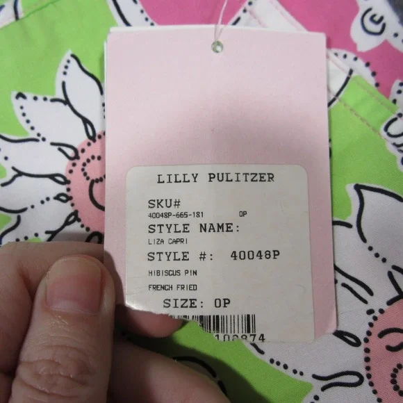 Vintage Lilly Pulitzer Liza Capri Pants Women 0P Pink Green Lion Sun Flowers Y2K - Picture 8 of 12